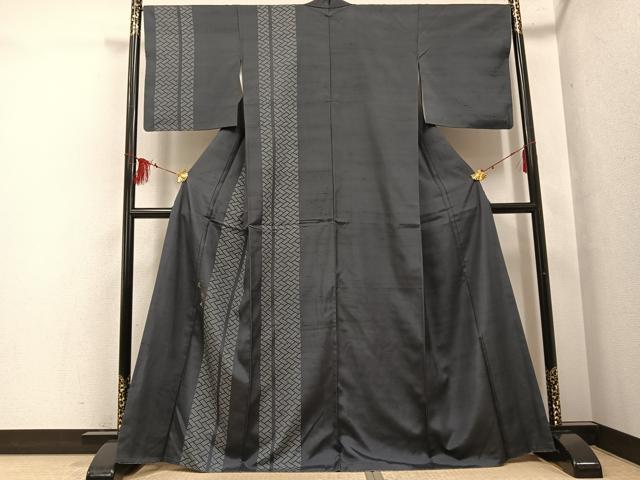 平和屋着物●訪問着 紬地 舞葉間道 金糸 正絹 逸品 AABF8779ph