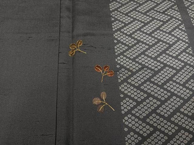 平和屋着物●訪問着 紬地 舞葉間道 金糸 正絹 逸品 AABF8779ph