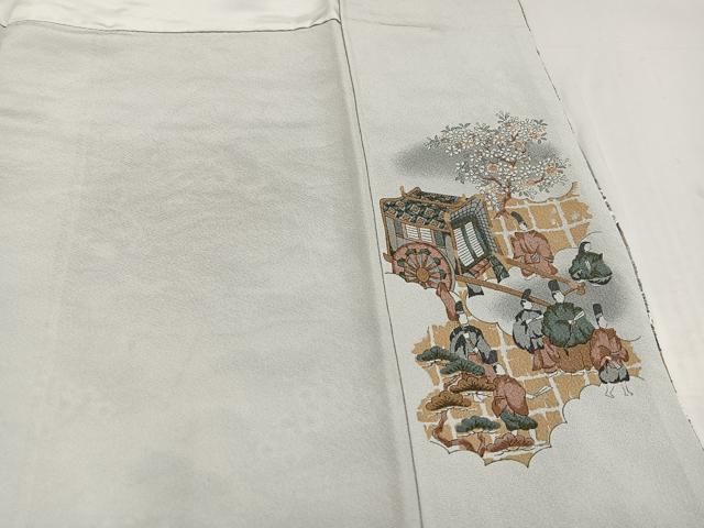 平和屋着物●訪問着 中国三大刺繍 スワトウ刺繍 汕頭刺繍 色紙人物草花文 金彩 正絹 逸品 未使用 AABF8782ph