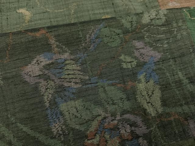 平和屋着物●小千谷紬 百柄 草花文 正絹 逸品 AABF8783ph