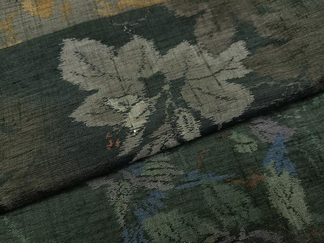 平和屋着物●小千谷紬 百柄 草花文 正絹 逸品 AABF8783ph