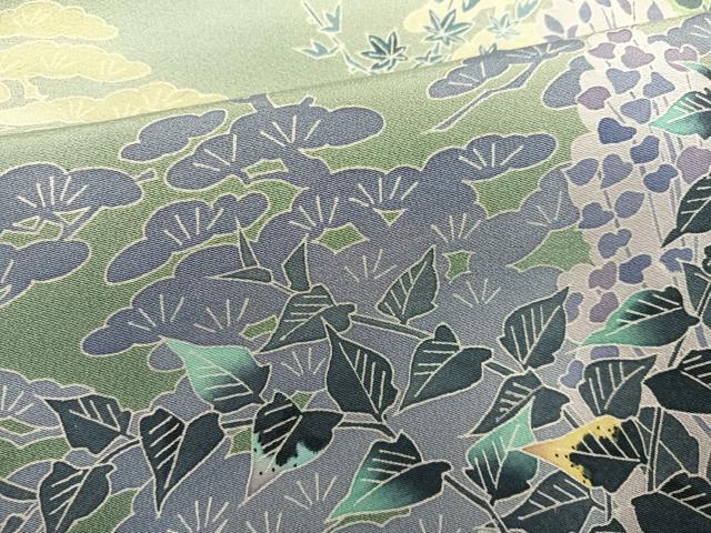 平和屋着物●本加賀友禅作家 毎田健治 色留袖 草花文 暈し染め 正絹 逸品 AABF8793ph