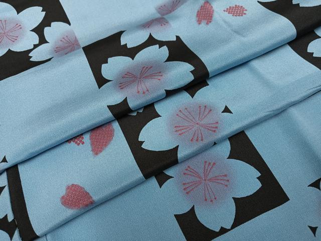 平和屋着物●男性 長襦袢 無双仕立て 市松桜文 正絹 逸品 AABF8800ph