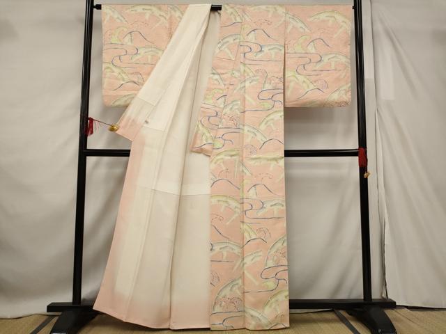 平和屋着物■上質な小紋 片輪車立波文 正絹 逸品 AABF8862st