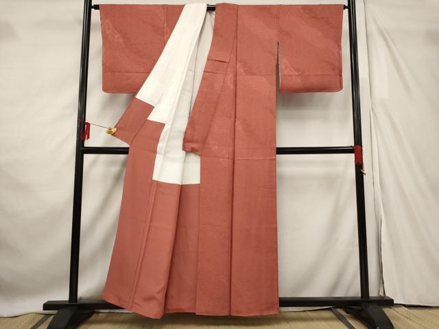 平和屋着物■上質な色無地 流水花地紋 紅鳶色 正絹 逸品 AABF8863st