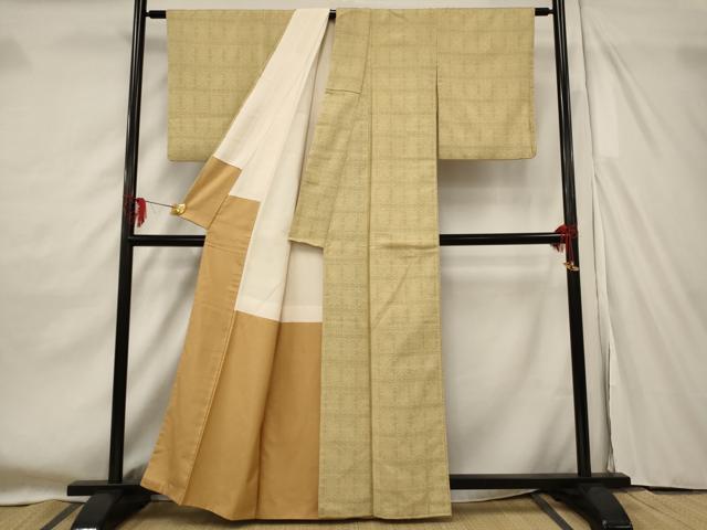 平和屋着物■上質なお召 花繋ぎ 正絹 逸品 AABF8893st