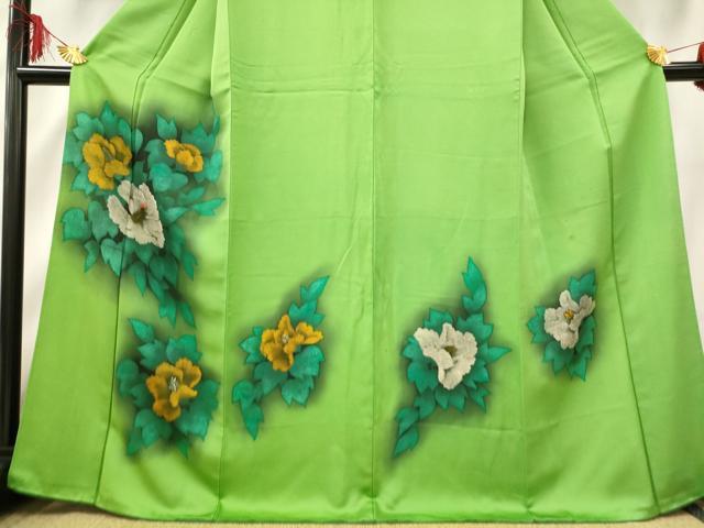 平和屋着物■訪問着 中国三大刺繍 相良刺繍 草花文 暈し染め 金彩 正絹 逸品 AABF8898st