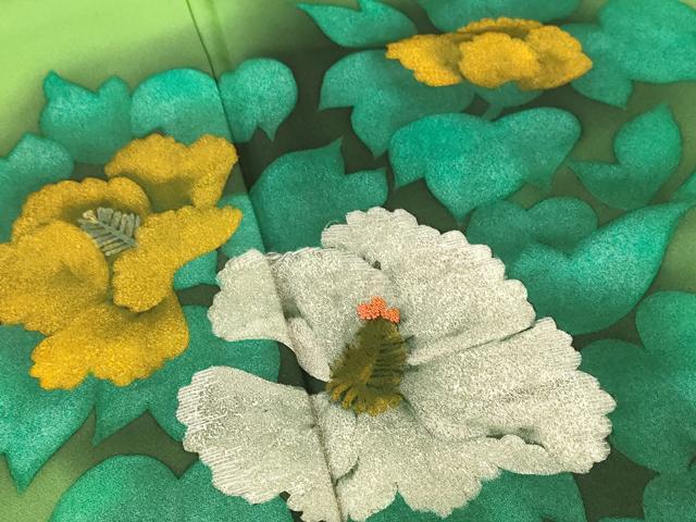 平和屋着物■訪問着 中国三大刺繍 相良刺繍 草花文 暈し染め 金彩 正絹 逸品 AABF8898st