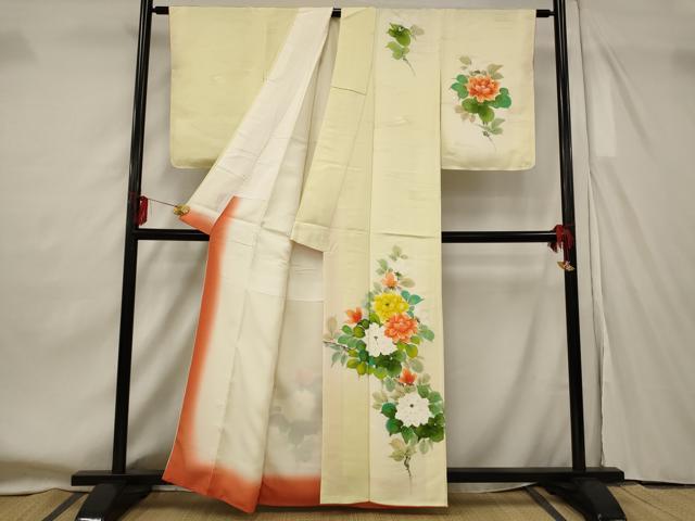 平和屋着物■訪問着 草花文 暈し染め 正絹 逸品 未使用 AABF8920st