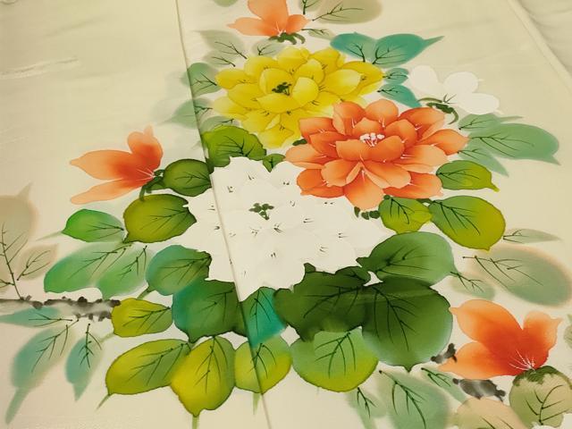 平和屋着物■訪問着 草花文 暈し染め 正絹 逸品 未使用 AABF8920st