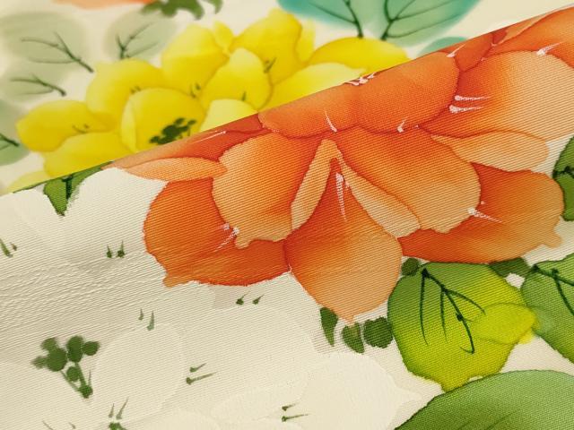 平和屋着物■訪問着 草花文 暈し染め 正絹 逸品 未使用 AABF8920st