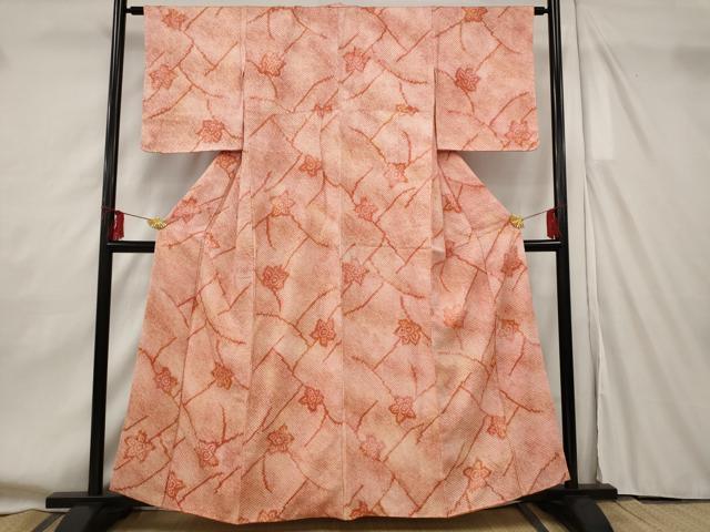 平和屋着物■上質な小紋 総絞り 舞花文 暈し染め 正絹 逸品 AABF8935st