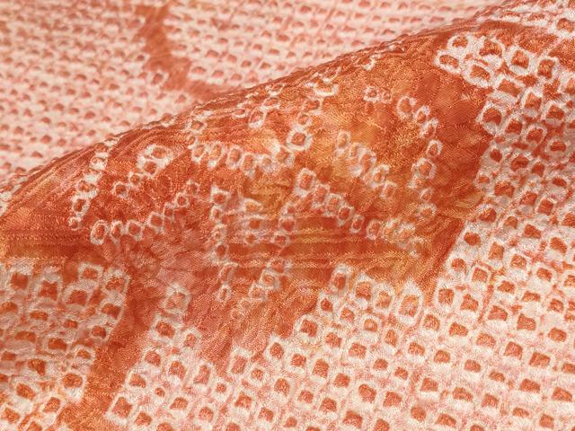 平和屋着物■上質な小紋 総絞り 舞花文 暈し染め 正絹 逸品 AABF8935st