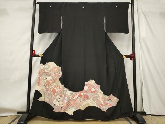 平和屋着物■豪華黒留袖 雪輪鳳凰花文 正絹 逸品 AABF8938st