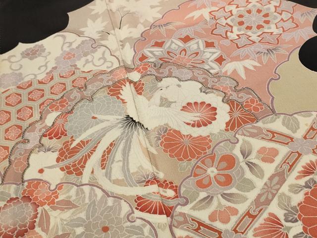 平和屋着物■豪華黒留袖 雪輪鳳凰花文 正絹 逸品 AABF8938st