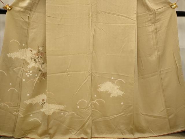 平和屋着物■訪問着 絞り 刺繍 芝花文 金銀彩 金糸 正絹 逸品 AABF8951st