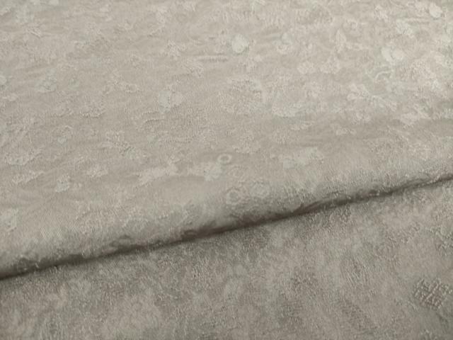 平和屋着物●上質な色無地 吉祥花地紋 煤色 正絹 逸品 AABF8962ck