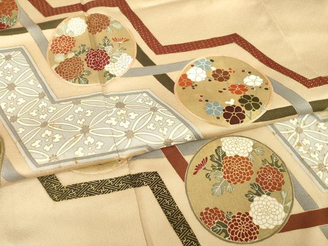 平和屋着物●豪華色留袖 駒刺繍 花丸文 正絹 逸品 AABF8969ck