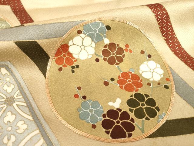 平和屋着物●豪華色留袖 駒刺繍 花丸文 正絹 逸品 AABF8969ck