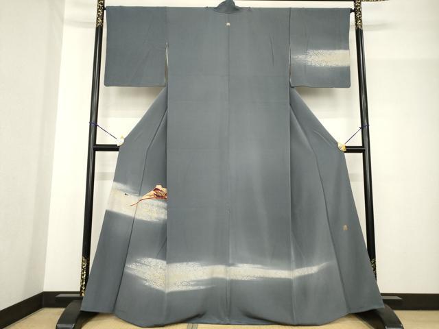 平和屋着物●日本舞踊家 岩井流宗元 岩井友見 訪問着 駒刺繍 扇面松文 金銀彩 正絹 逸品 AABF8971ck