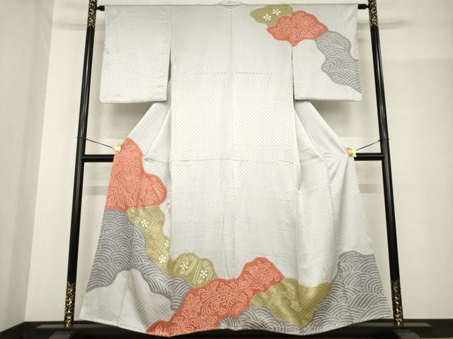 平和屋着物●訪問着 絞り 道長花文 正絹 逸品 AABF8973ck
