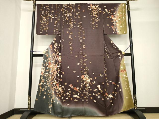 平和屋着物●訪問着 扇面花文 金彩 正絹 逸品 AABF8974ck