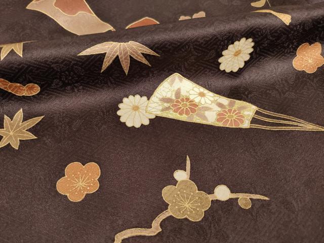 平和屋着物●訪問着 扇面花文 金彩 正絹 逸品 AABF8974ck