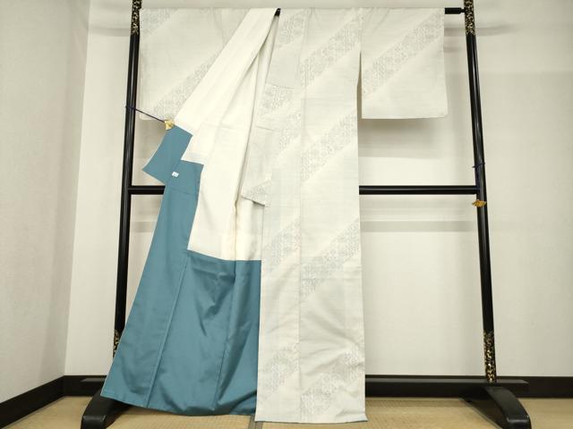 平和屋着物●本場大島紬 白大島 花間道 正絹 逸品 AABF8975ck