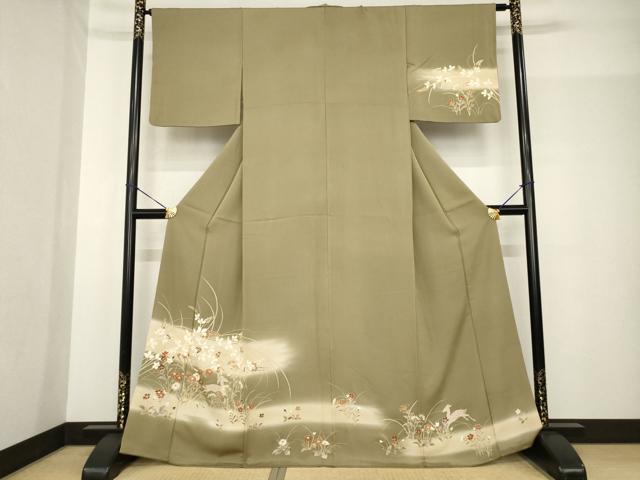 平和屋着物●訪問着 草花文 鹿 暈し染め 金彩 正絹 逸品 AABF8978ck
