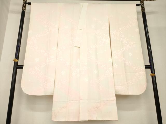 平和屋着物●振袖用長襦袢 袷 桜地紋 暈し染め 正絹 逸品 AABF8987ck