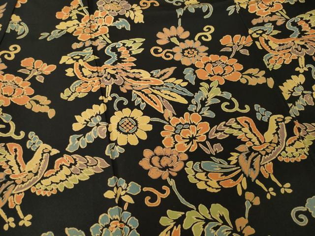 平和屋着物●訪問着 花鳥文 黒地 正絹 逸品 AABF8999ck