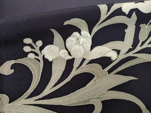平和屋着物●訪問着 刺繍 花唐草文 暈し染め 銀糸 正絹 逸品 AABF9016ck