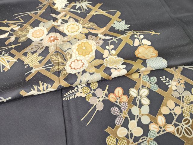 平和屋着物●創業460年・千總 訪問着 駒刺繍 花籬文 金彩 正絹 逸品 AABF9018ck
