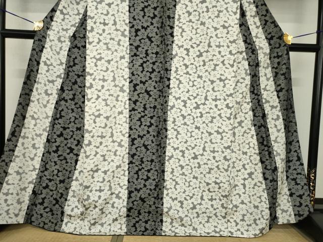 平和屋着物●上質な紬 桜尽くし間道 正絹 逸品 AABF9027ck