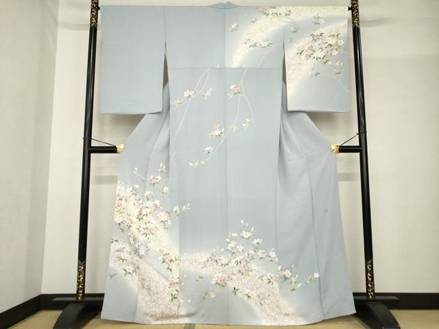 平和屋着物●訪問着 友禅 作家物 枝花文 暈し染め 正絹 逸品 AABF9029ck