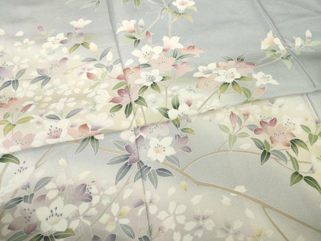平和屋着物●訪問着 友禅 作家物 枝花文 暈し染め 正絹 逸品 AABF9029ck