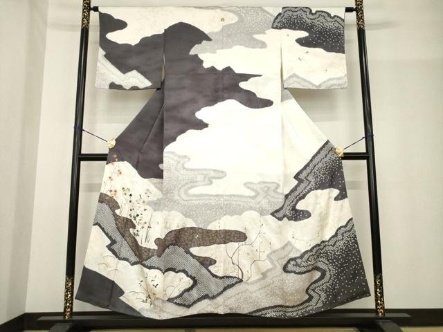 平和屋着物●訪問着 絞り 草花文 金彩 正絹 逸品 AABF9037ck