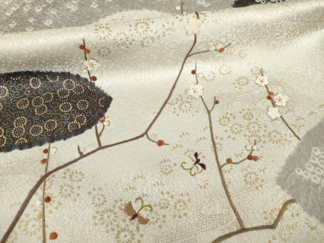 平和屋着物●訪問着 絞り 草花文 金彩 正絹 逸品 AABF9037ck
