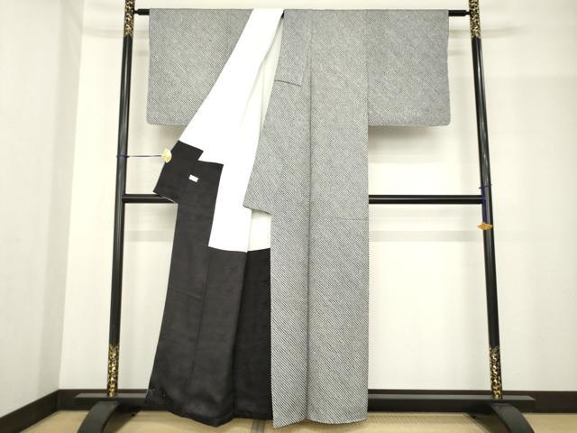 平和屋着物●大変加工の良い総絞り小紋 黒地 正絹 逸品 AABF9039ck