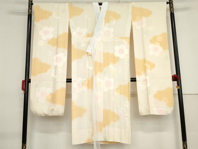 平和屋着物●振袖用長襦袢 無双仕立て 舞桜地紋 暈し染め 正絹 逸品 AABF9067cs