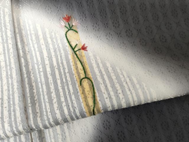 平和屋着物●訪問着 刺繍 枝花文 暈し染め 金糸 正絹 逸品 AABF9072cs