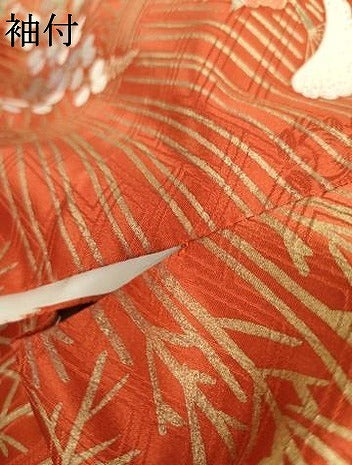 平和屋着物●十日町老舗ブランド 吉澤友禅 吾妻徳穂 振袖 駒刺繍 枝花文 暈し染め 金彩 正絹 逸品 AABF9073cs