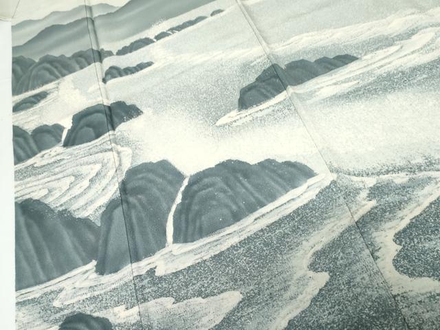 平和屋着物●豪華色留袖 手描き 一乃和作 立波風景文 正絹 逸品 AABF9076cs