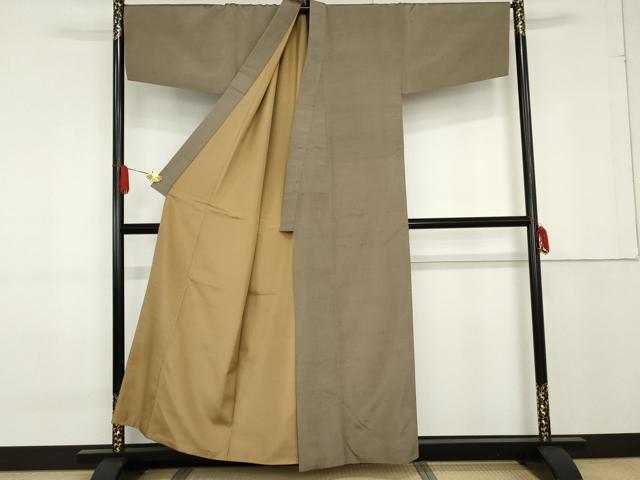 平和屋着物●男性 紬 色無地 生壁色 キングサイズ 正絹 逸品 AABF9078cs