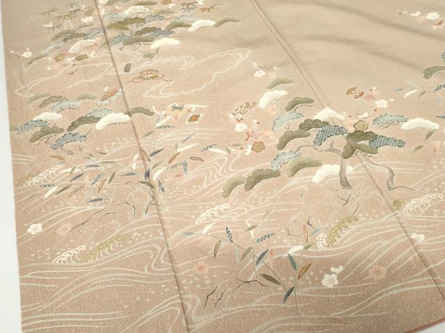 平和屋着物●訪問着 立波松竹梅文 金彩 正絹 逸品 AABF9079cs