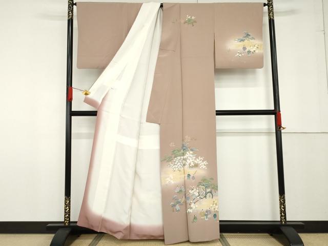 平和屋着物●訪問着 御所車人物風景文 暈し染め 金彩 正絹 逸品 AABF9092cs