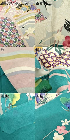 平和屋着物●本加賀友禅作家 白坂幸蔵 振袖 九谷図 正絹 逸品 AABF9102cs