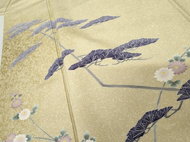 平和屋着物●田中勇吉の弟子 日本工芸会正会員 吉田喜八郎 訪問着 枝花に松 正絹 逸品 AABF9114cs