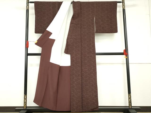 平和屋着物●上質な小紋 古代菊 鬼しぼ縮緬 正絹 逸品 AABF9115cs