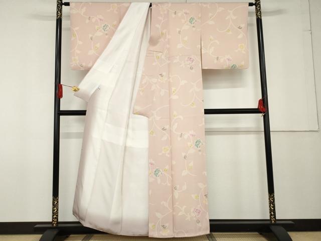 平和屋着物●上質な小紋 花唐草文 正絹 逸品 AABF9120cs